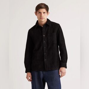 NWT Quince 100% Goat Suede Leather Overshirt Black Men Size Small